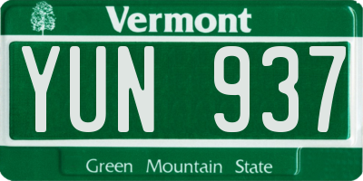 VT license plate YUN937