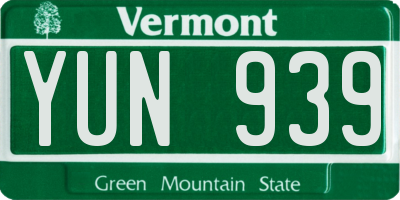 VT license plate YUN939