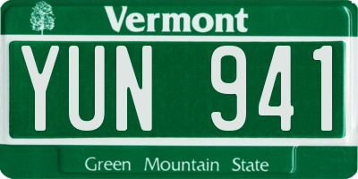 VT license plate YUN941
