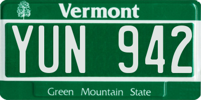 VT license plate YUN942