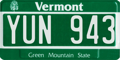 VT license plate YUN943