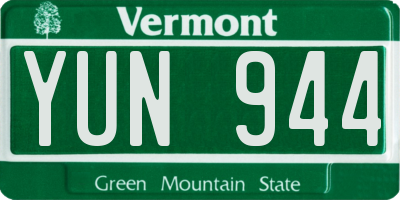 VT license plate YUN944