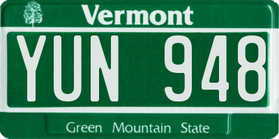 VT license plate YUN948