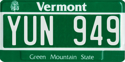 VT license plate YUN949