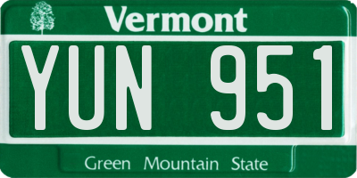 VT license plate YUN951