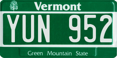 VT license plate YUN952
