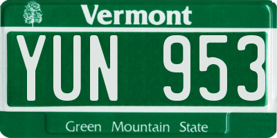VT license plate YUN953