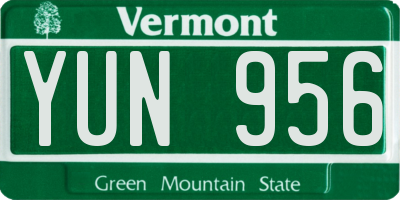 VT license plate YUN956