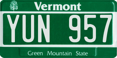 VT license plate YUN957