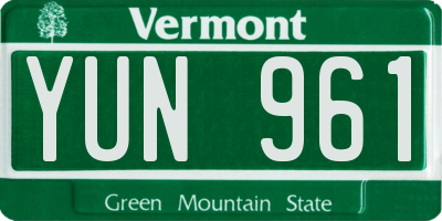 VT license plate YUN961