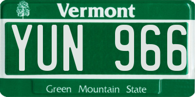 VT license plate YUN966