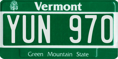 VT license plate YUN970