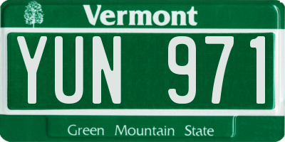 VT license plate YUN971