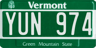 VT license plate YUN974