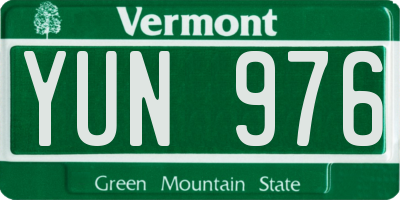 VT license plate YUN976