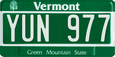 VT license plate YUN977