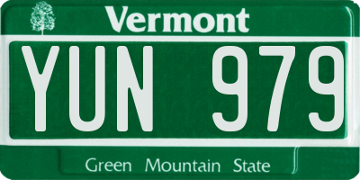 VT license plate YUN979