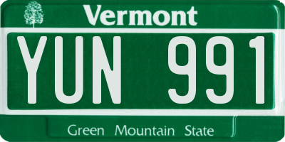 VT license plate YUN991