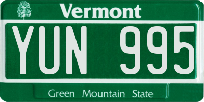 VT license plate YUN995