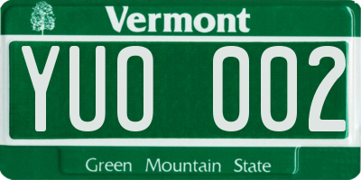 VT license plate YUO002