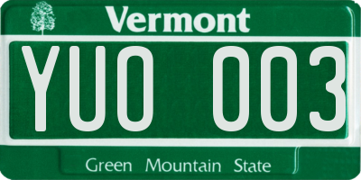 VT license plate YUO003