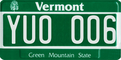 VT license plate YUO006