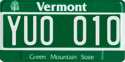 VT license plate YUO010