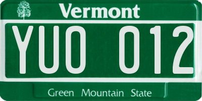 VT license plate YUO012