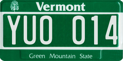 VT license plate YUO014