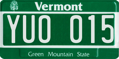 VT license plate YUO015