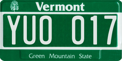 VT license plate YUO017