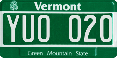 VT license plate YUO020