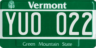 VT license plate YUO022