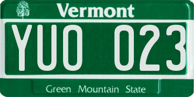 VT license plate YUO023