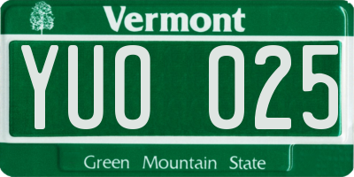 VT license plate YUO025