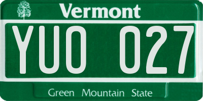 VT license plate YUO027