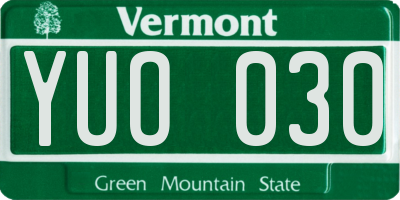 VT license plate YUO030