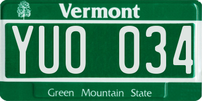 VT license plate YUO034