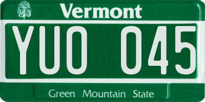 VT license plate YUO045