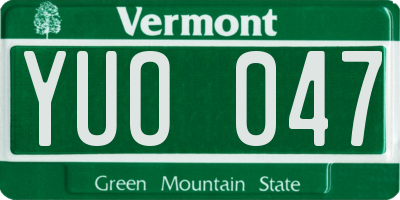 VT license plate YUO047