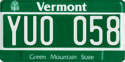 VT license plate YUO058