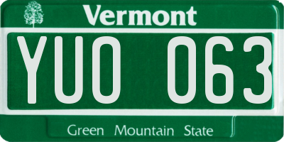 VT license plate YUO063