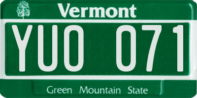 VT license plate YUO071