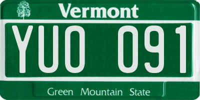 VT license plate YUO091