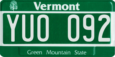 VT license plate YUO092