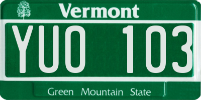 VT license plate YUO103