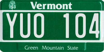 VT license plate YUO104