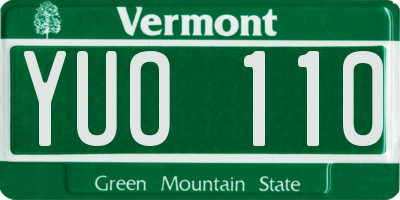 VT license plate YUO110