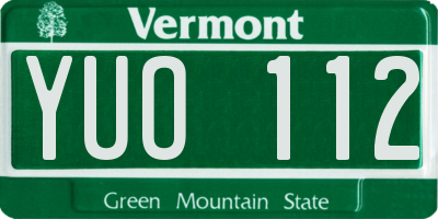 VT license plate YUO112