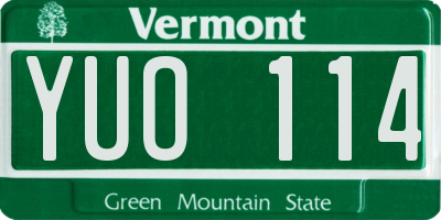 VT license plate YUO114